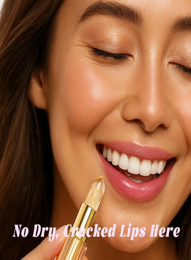 إيلهو أحمر شفاه إيلهو 2 قطعة متغير اللون، أحمر شفاه شفاف متغير اللون، مرطب شفاه مقاوم للانتقال مع رقائق ذهبية في الداخل، يدوم حتى 12 ساعة، مرطب وخفيف الوزن - Image 5